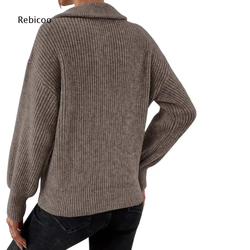 Chic Women's Half Zip Knit Sweater - Elevate Your Everyday Style