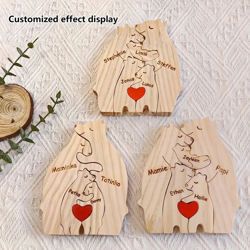 Engaging Personalized Wooden Bear Puzzle – A Heartfelt Family Keepsake