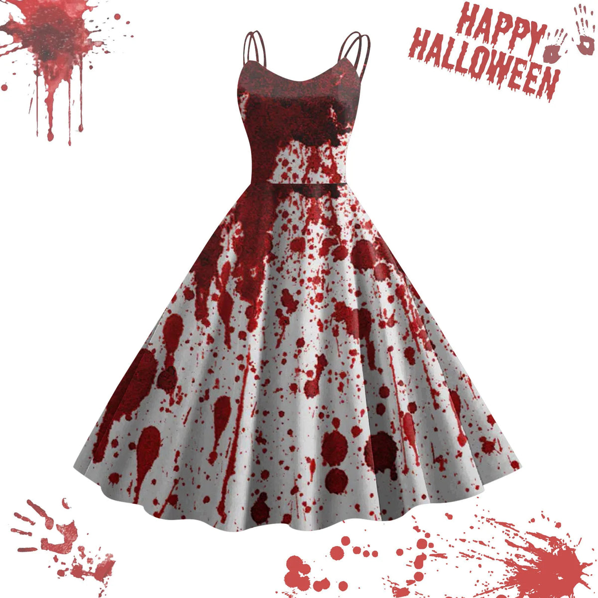 Spook-tacular Halloween Blood Dress for Women - Perfect for Masquerade and Carnival Fun!