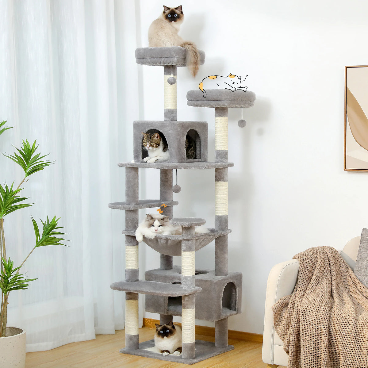Transform Your Home with Our Large Cat Tree - 72.44 inches of Fun!