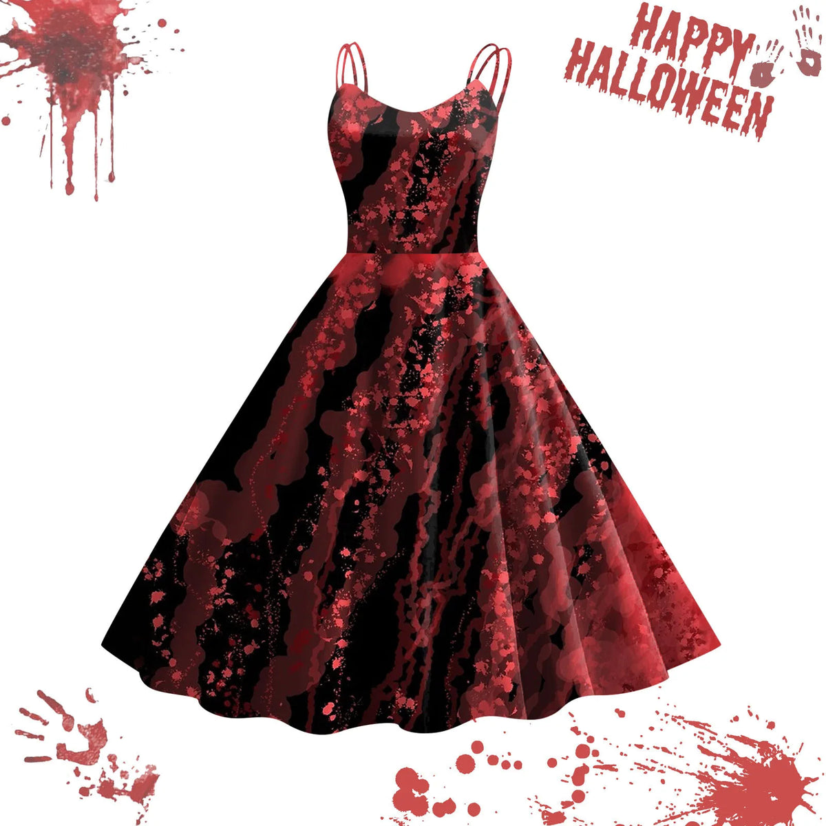 Spook-tacular Halloween Blood Dress for Women - Perfect for Masquerade and Carnival Fun!