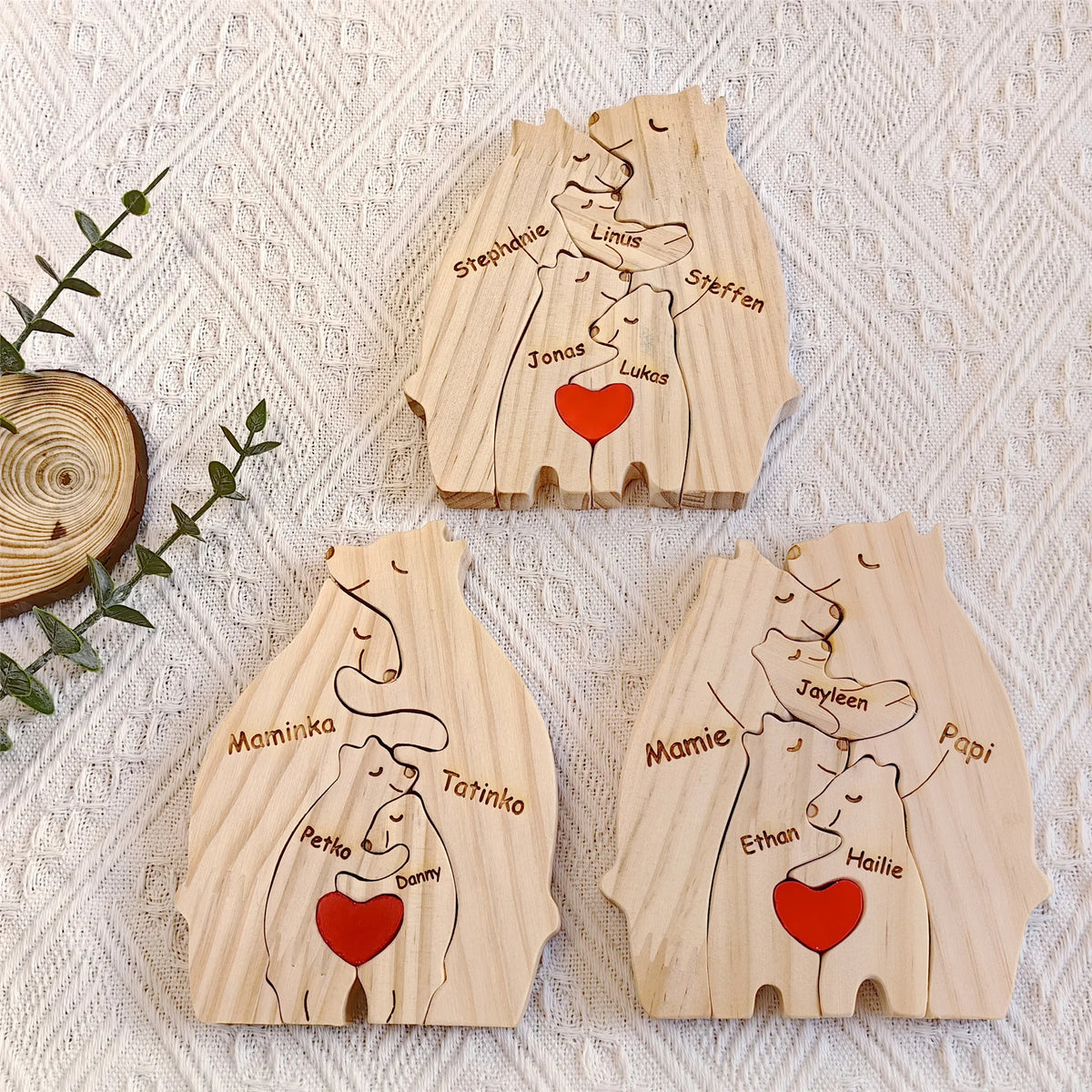 Engaging Personalized Wooden Bear Puzzle – A Heartfelt Family Keepsake