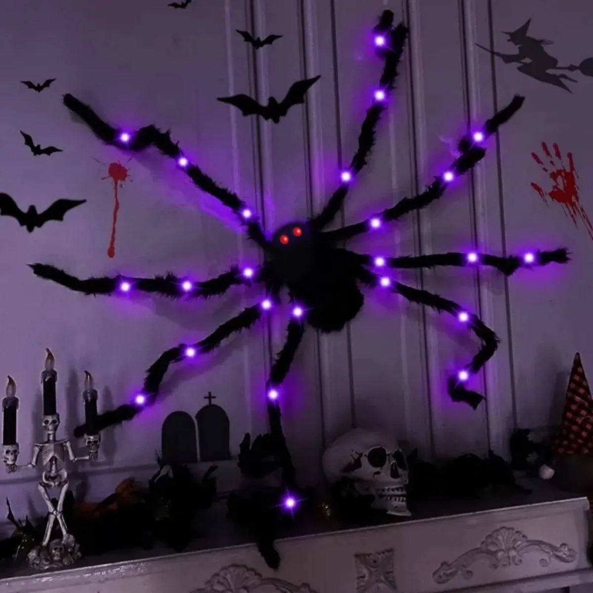 Spooktacular Halloween Light-Up Fuzzy Spider - Transform Your Haunting Decor