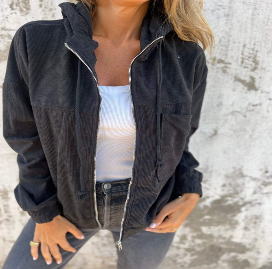Hooded Zip Jacket – Elizabeth Loose-Fit Casual Layer