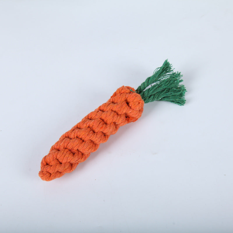 Braided Carrot Pet Toy with a Tapered Orange Rope Look