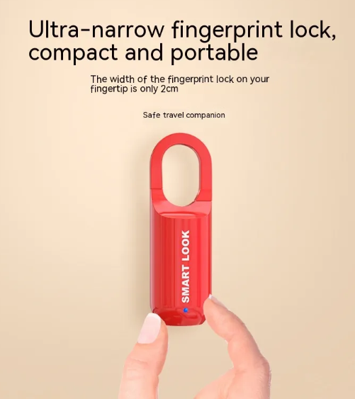 Compact Fingerprint Padlock – Red or Black