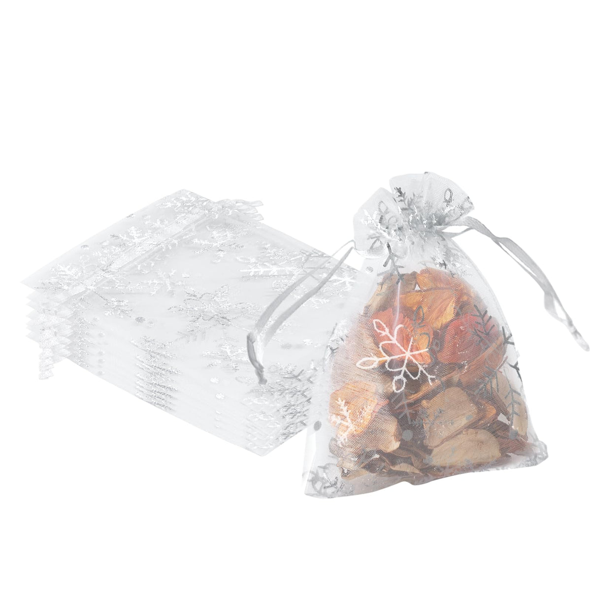 Snowflake Drawstring Gift Bags