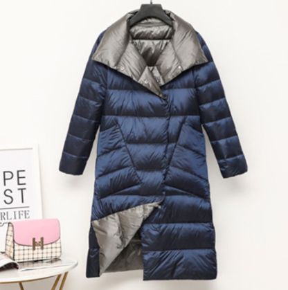 Women's Long Winter Coat – Stand Collar Zip Style