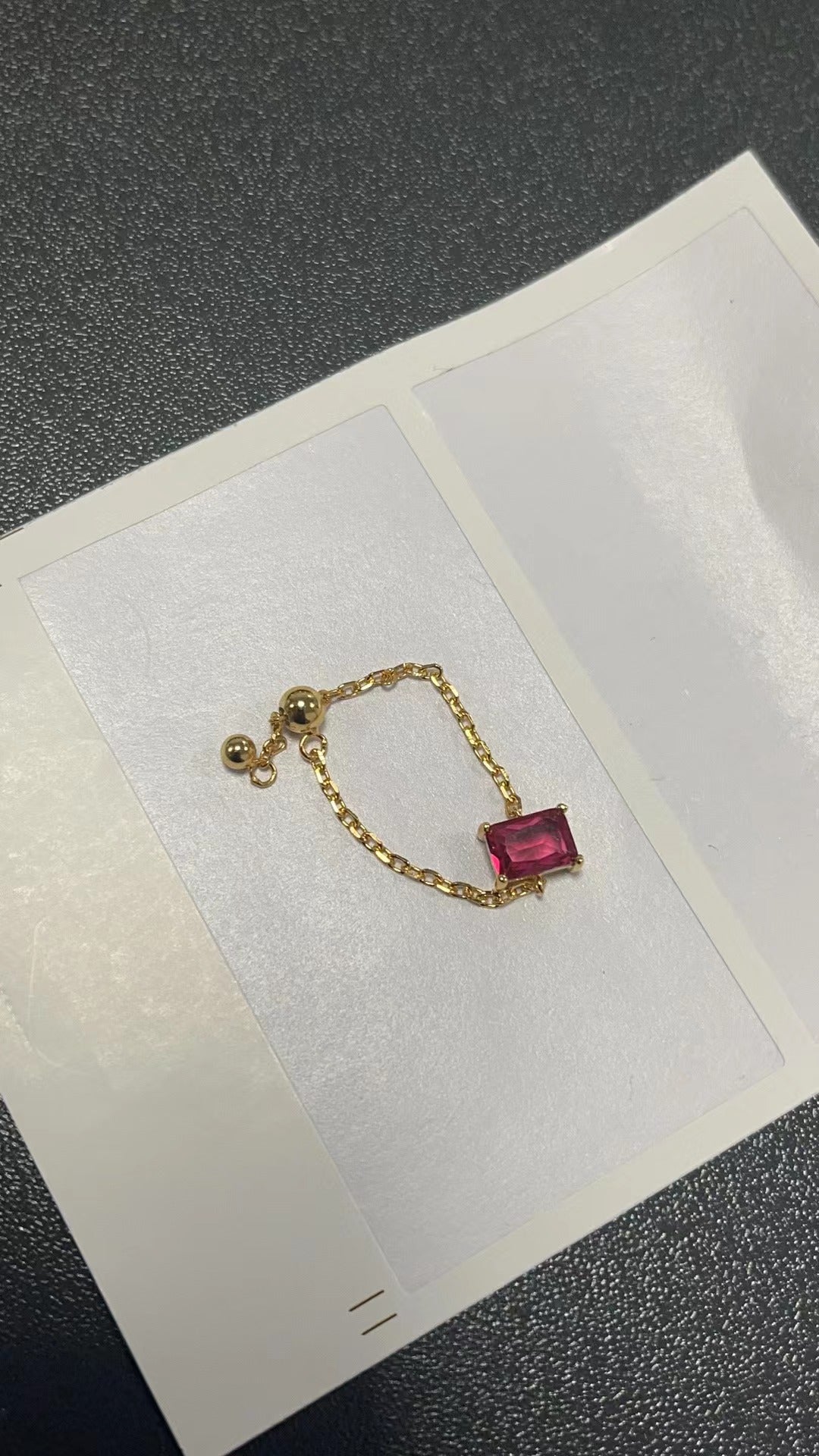 Adjustable Finger Chain Ring with Color and Shape Options