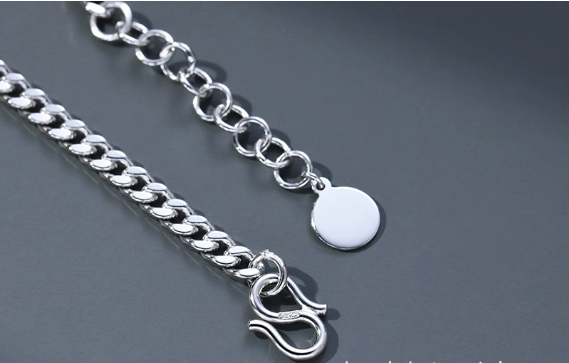 Men’s Message-Plate Chain Bracelet – Silver Tone