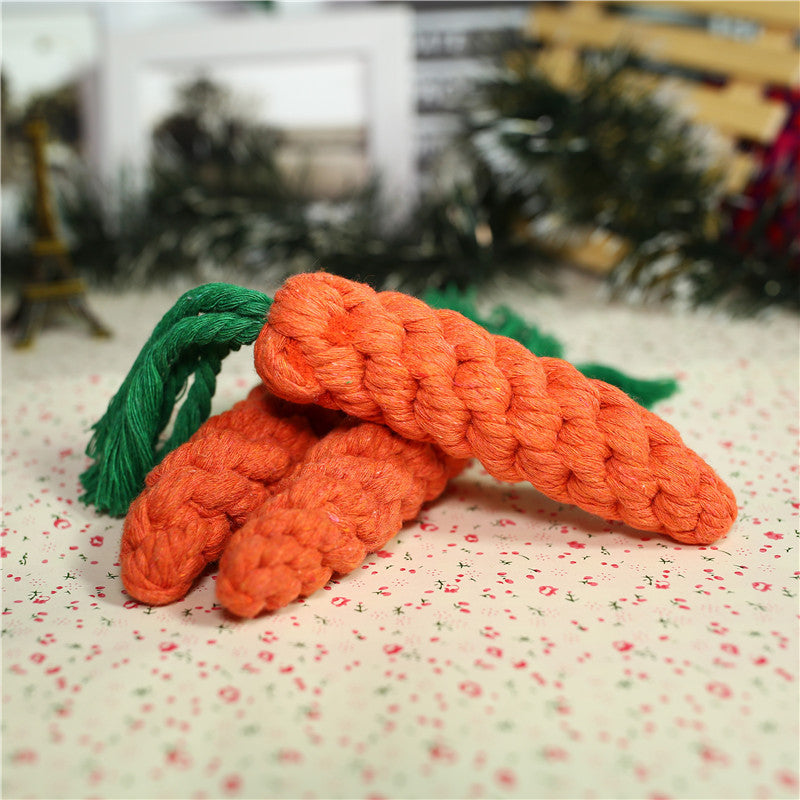 Braided Carrot Pet Toy with a Tapered Orange Rope Look