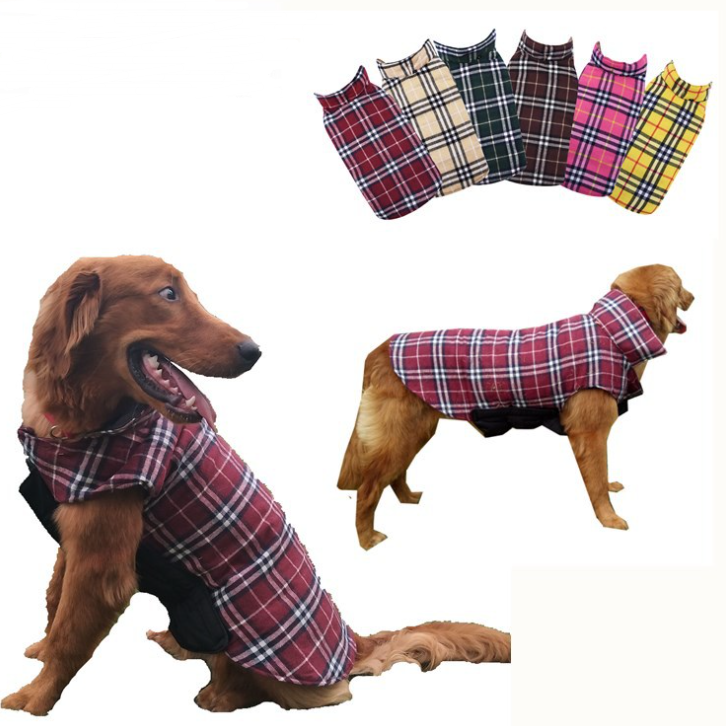 Plaid Dog Jacket – Beige British-Style Pet Outerwear