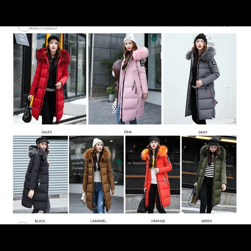 Plush Collar Padded Coat – Slim-Fit Polyester Outerwear