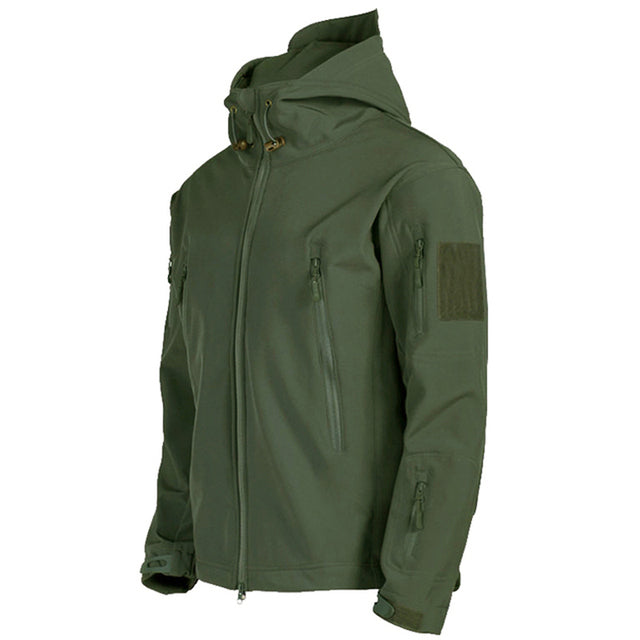 Men's Tactical Jacket with Adjustable Hood and Multiple Pockets