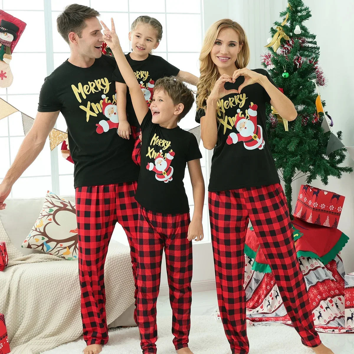 Merry Matching Family Christmas Pajamas – Short Sleeve