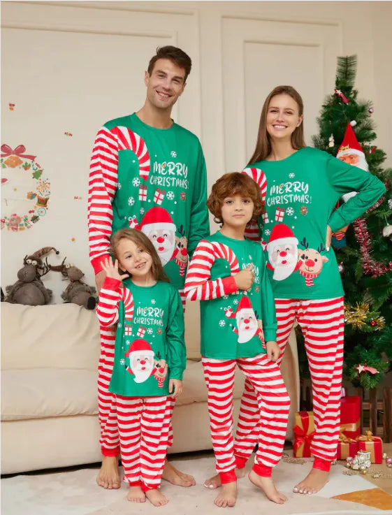 Santa Matching Family Christmas Sleepwear – Green